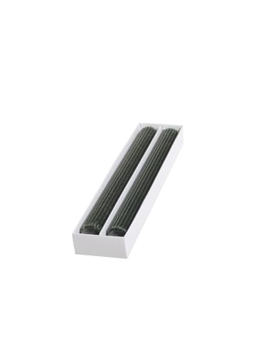 Chic Antique Stabkerze mit Rillen und Glitzer 2er-Set in oliven
