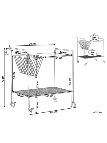 Beliani Servierwagen ALAMO in Schwarz - (W) 70 x (H) 70 x (L) 40 cm