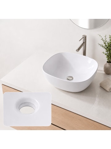 relaxdays Aufsatzwaschbecken in Weiß - (B)42 x (H)14 x (T)42 cm