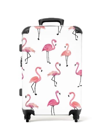 NoBoringSuitCases Suitcase, Handgepäck, Koffer, Trolley, Reisekoffer rosa Flamingo-Muster