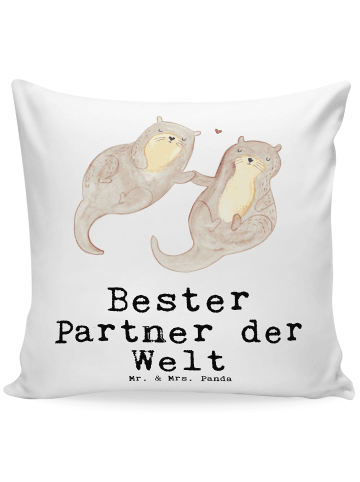 Mr. & Mrs. Panda 40x40 Kissen Otter Bester Partner der Welt mit ... in Weiß