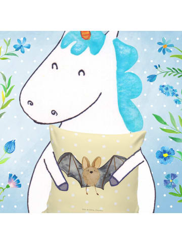 Mr. & Mrs. Panda Sofa Kissen Fledermaus Flügel ohne Spruch in Gelb Pastell