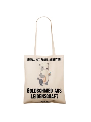 Mr. & Mrs. Panda Tragetasche Goldschmied Leidenschaft mit Spruch in Creme