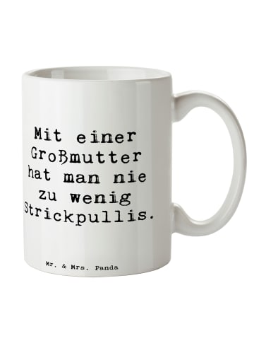 Mr. & Mrs. Panda Tasse Großmutter Strickpullis mit Spruch in Weiß