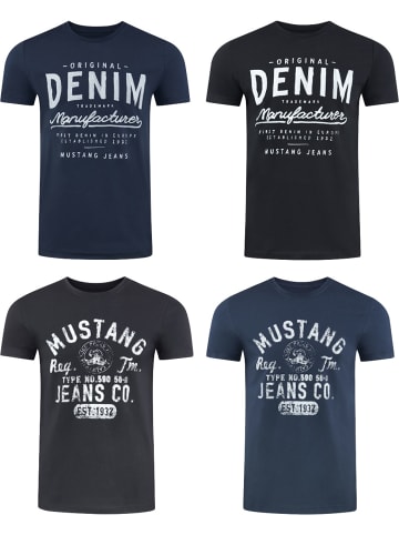 Mustang T-Shirt Basic Print 4er Pack in Mehrfarbig