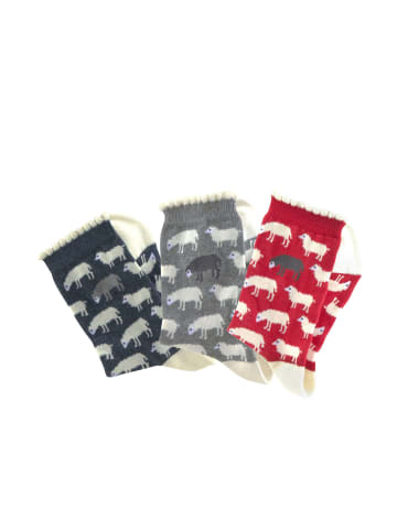 H.I.S Socken in 1x jeans-meliert, 1x grau-meliert, 1x rot