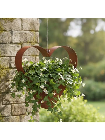 relaxdays Gartendeko "Herz" in Braun - (B)27 x (H)27 x (T)10 cm