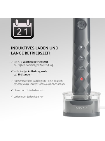 Ailoria SHINE BRIGHT USB-Schallzahnbürste in grau