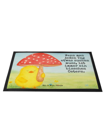Mr. & Mrs. Panda Bodenvorleger Küken Fliegenpilz Design mit Spruch in Weiß
