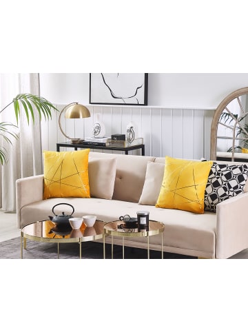 Beliani 2er-Set Dekokissen PINUS in Gelb/Gold