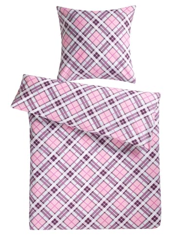 Carpe Sonno Biber Winter-Bettwäsche Set Kariert in Rosa