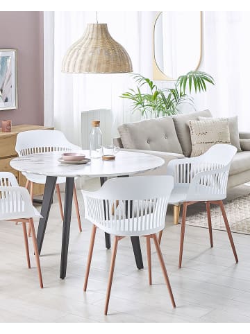 Beliani 2er-Set Esszimmerstuhl BERECA in Weiß/Heller Holzfarbton