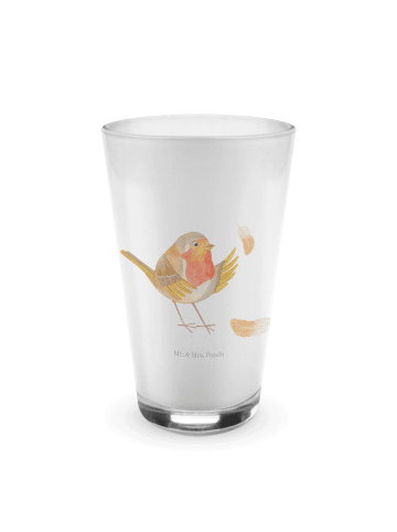 Mr. & Mrs. Panda Latte Macchiato Glas Rotkehlchen Federn ohne Sp... in Transparent