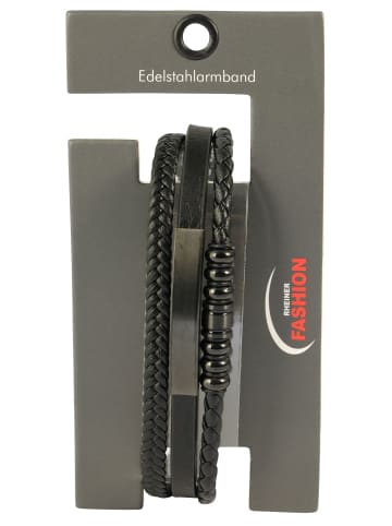 Adeliás Herren Armband – Lederarmband aus Leder 19 cm in schwarz
