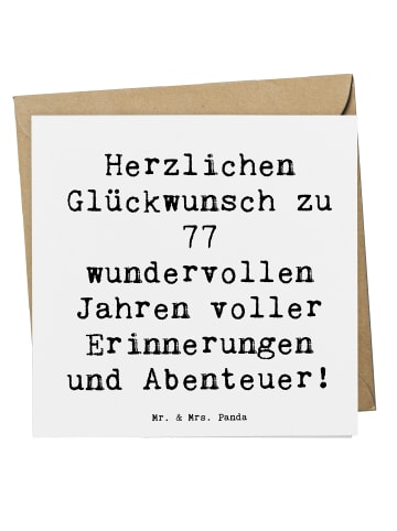 Mr. & Mrs. Panda Deluxe Karte Spruch 77. Geburtstag mit Spruch in Weiß