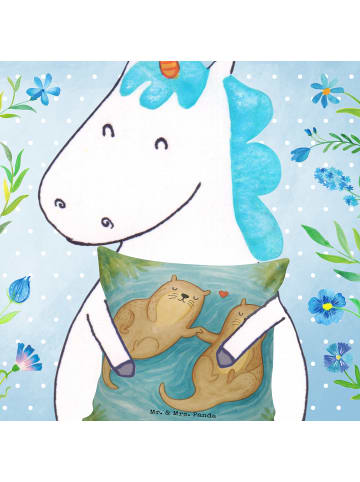 Mr. & Mrs. Panda Deko Kissen Otter Hände halten Design ohne Spruch in Weiß