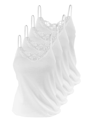 Yenita® Damen Unterhemden 4 Stück, aus Baumwolle in weiß