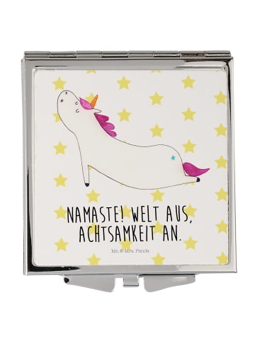 Mr. & Mrs. Panda Schminkspiegel klein Einhorn Yoga mit Spruch in Weiß