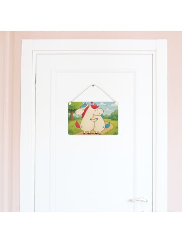 Mr. & Mrs. Panda Wandbild Holz Einhorn Mitteilung Design ohne Sp... in Weiß