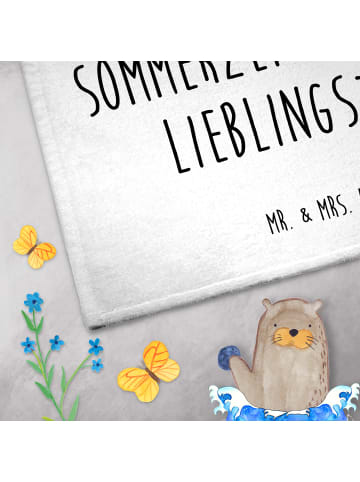 Mr. & Mrs. Panda Gästehandtuch Sommer Freude mit Spruch in Weiß