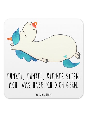 Mr. & Mrs. Panda Glasuntersetzer Einhorn Schnuller mit Spruch in Weiß