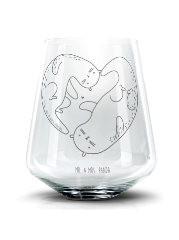 Mr. & Mrs. Panda Blümchentail Glas Otter Valentine ohne Spruch in Transparent