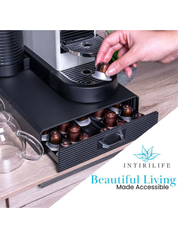 Intirilife Kaffeekapselhalter Aufbewahrungsschublade Kapselhalter in Schwarz