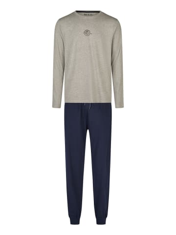 Phil & Co. Berlin  Pyjama Great Bay in grau/dunkelblau
