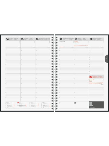 BRUNNEN Buchkalender 797 16,8x24cm 1 Woche/2 Seiten Karton-Einband schwarz 2026