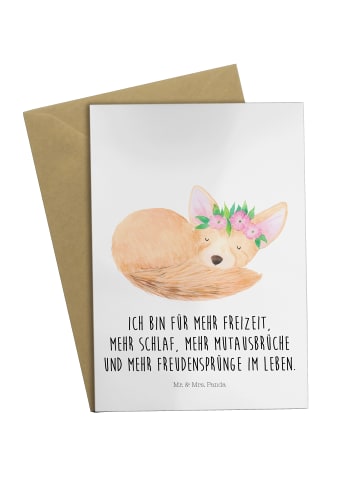 Mr. & Mrs. Panda Grußkarte Wüstenfuchs Blumen mit Spruch in Weiß