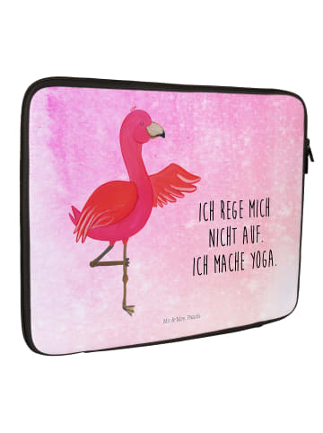 Mr. & Mrs. Panda Notebook Tasche Flamingo Yoga mit Spruch in Aquarell Pink