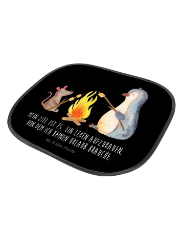 Mr. & Mrs. Panda Sonnenschutz Auto Pinguin Lagerfeuer mit Spruch in Schwarz