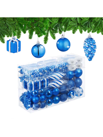relaxdays 72-tlg. Weihnachtskugeln Set in Blau