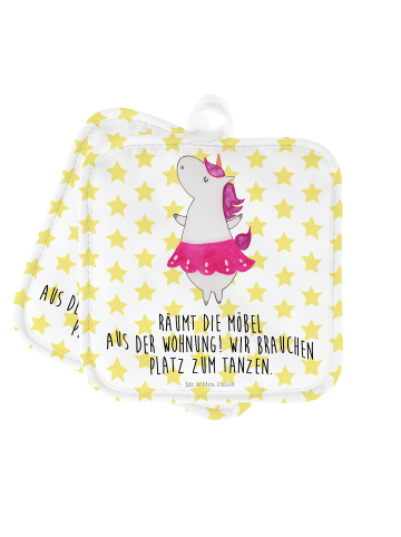 Mr. & Mrs. Panda Topflappen Einhorn Ballerina mit Spruch in Weiß