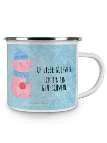 Mr. & Mrs. Panda Emaillebecher Schwein Glühwein mit Spruch in Eisblau