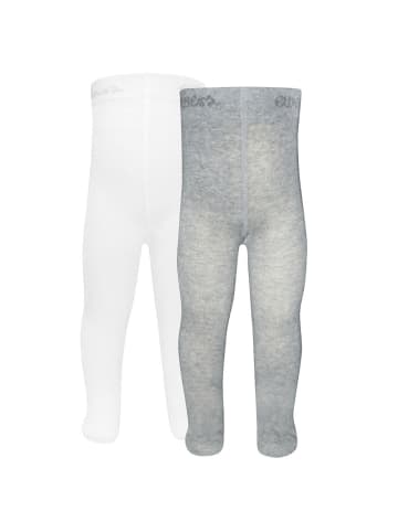 ewers 2er-Set Strumpfhose Uni in sweater grau - weiß