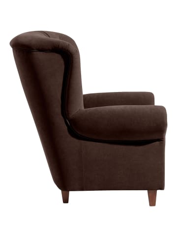 58 aufm Kessel HOCHLEHNSESSEL Katrin Bezug Veloursstoff Buche nussbaum dunkel / braun