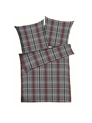 kaeppel 2 tlg. Feinbiber Bettwäsche 135x200cm Villa Allover in Grau/ Rot