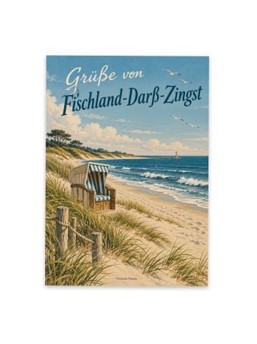 Postkarte Küste klassisch Design mit Spruch in Weiß