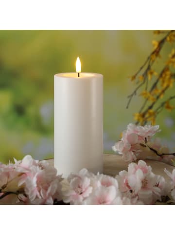 MARELIDA LED Solar Kerze Outdoorkerze Lichtsensor 7,5x17,5cm in weiß