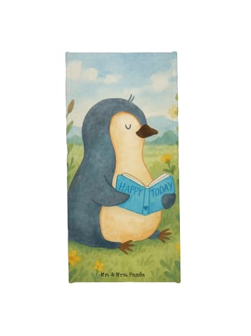 Mr. & Mrs. Panda Badehandtuch Pinguin Buch Design ohne Spruch in Eisblau