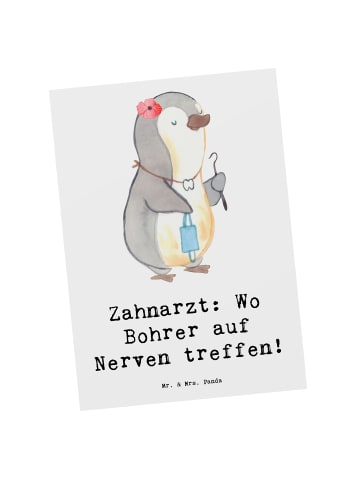 Mr. & Mrs. Panda Postkarte Zahnarzt Nerven mit Spruch in Weiß