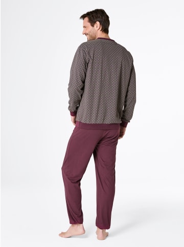 WITT WEIDEN Schlafanzug in burgund-steingrau-bedruckt