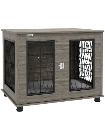 Pawhut Hundekäfig Grau 80L x 56B x 63H cm