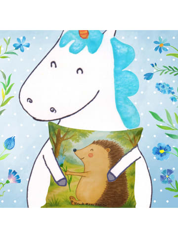 Mr. & Mrs. Panda 40x40 kissen Igel Blumen Design ohne Spruch in Weiß