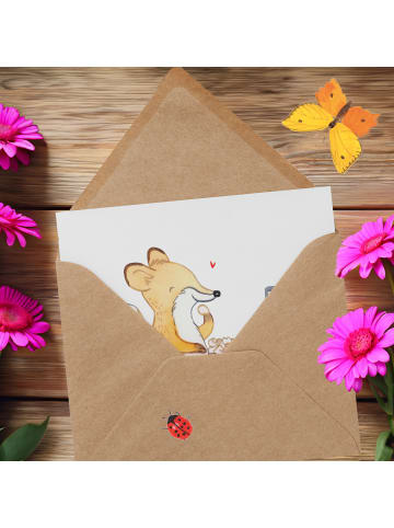 Mr. & Mrs. Panda Grußkarte Fuchs Filme gucken ohne Spruch in Weiß