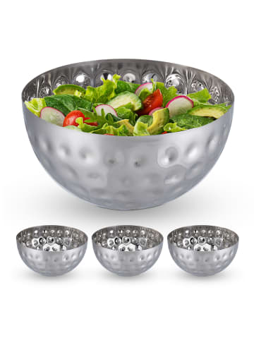relaxdays 4 x Servierschüssel in Silber - (H)12,5 x Ø 25 cm