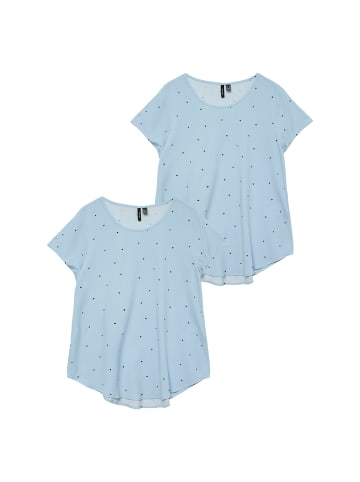 Vero Moda 2er-SET Legere Blusen Shirts Rundhals in Blau