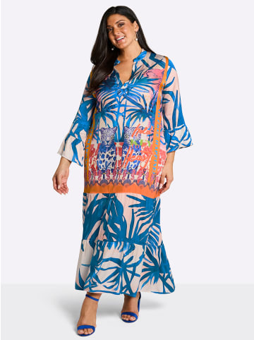 sheego Kleid in ecru-mittelblau-bedruckt