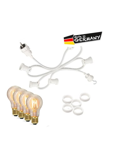 SATISFIRE Garten Party Lichterkette Illu 60x LED Edison Filament 40m weiß